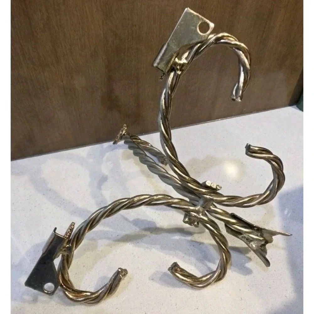 VTG Set 2 Hollywood Regency Brass Twisted Rope Wall Shelf Brackets Era 1970s-80s